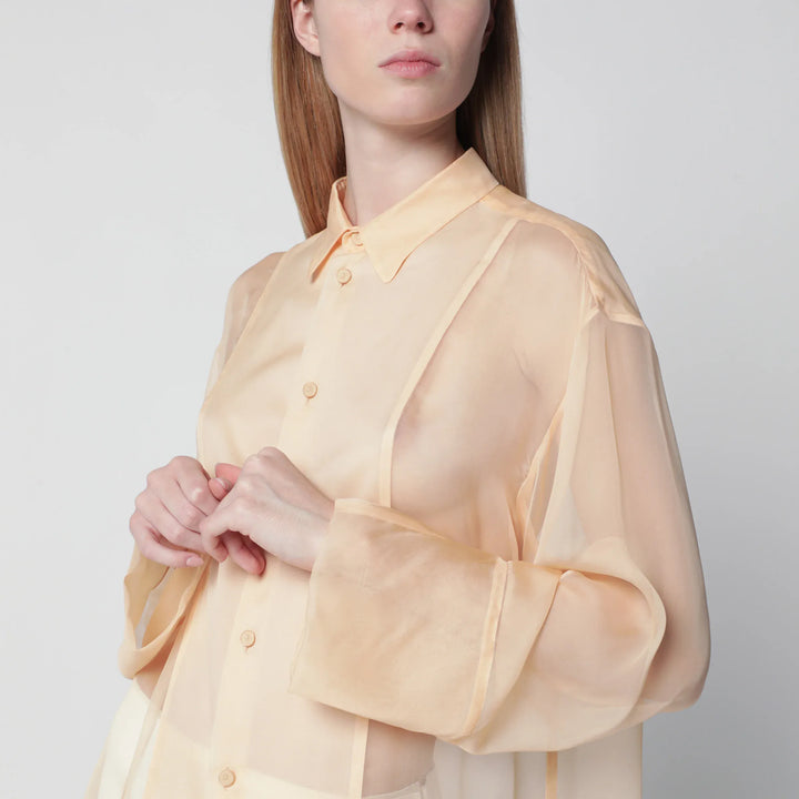 Semi-sheer beige shirt Brand Apparel &amp; Accessories > Clothing > Shirts &amp; Tops