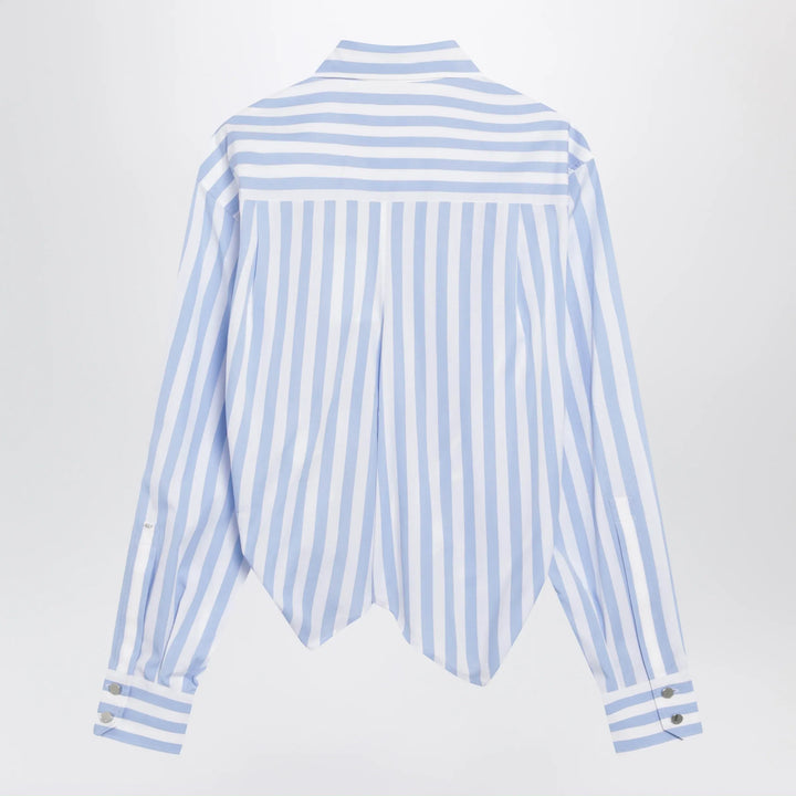 Sportmax - Striped cotton poplin shirt in light blue Brand Apparel &amp; Accessories > Clothing > Shirts &amp; Tops