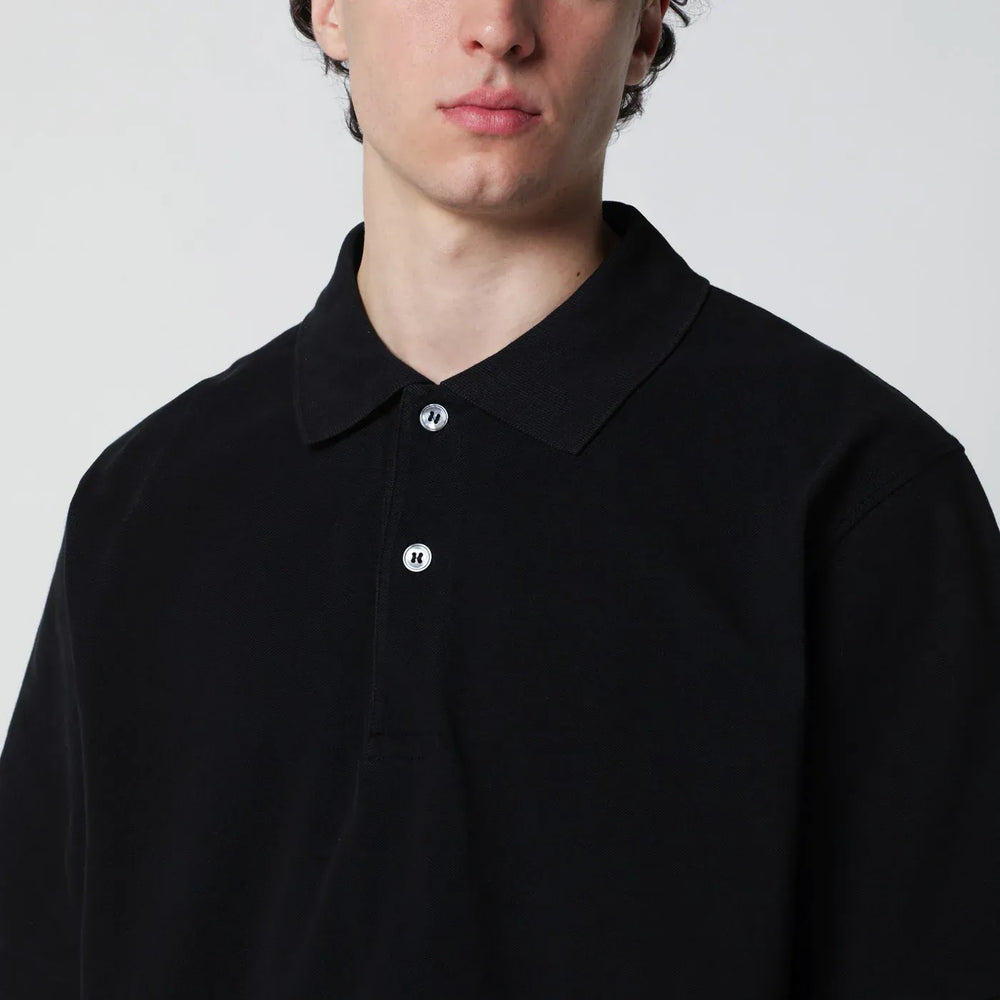 STUDIO NICHOLSON - Balaton polo black in cotton piqué Brand Apparel & Accessories > Clothing > Shirts & Tops