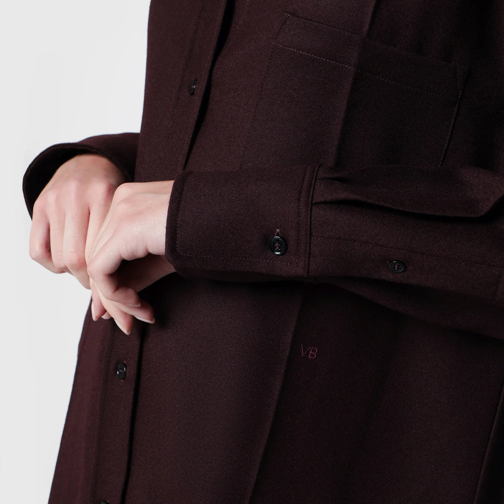 Victoria Beckham - Virgin wool flannel shirt in acai Brand Apparel & Accessories > Clothing > Shirts & Tops