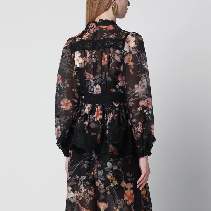 ZIMMERMANN - Black Carousel peplum lace blouse Brand Apparel &amp; Accessories > Clothing > Shirts &amp; Tops 2