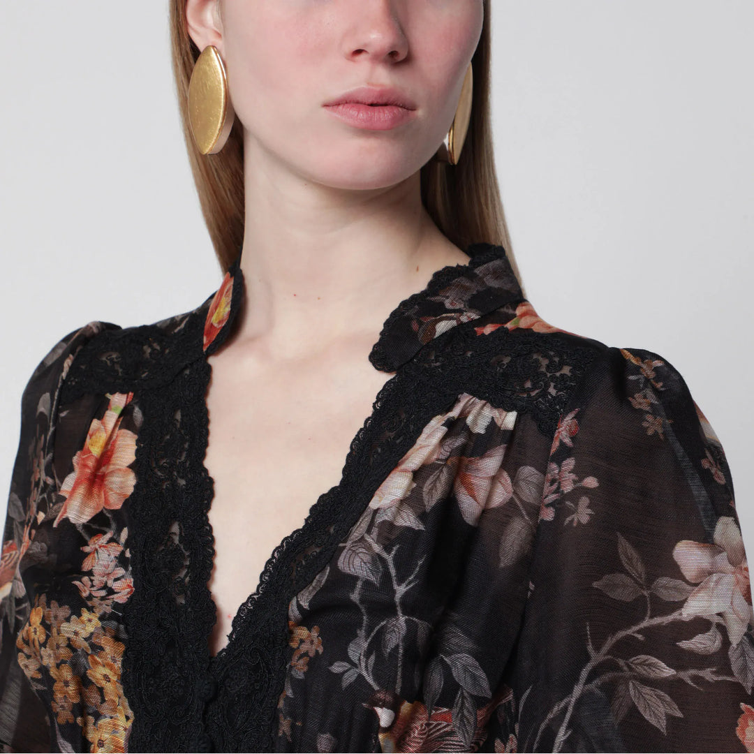 ZIMMERMANN - Black Carousel peplum lace blouse Brand Apparel &amp; Accessories > Clothing > Shirts &amp; Tops 2