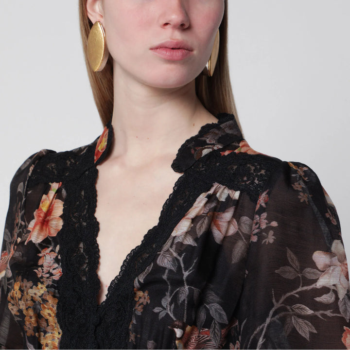 ZIMMERMANN - Black Carousel peplum lace blouse Brand Apparel &amp; Accessories > Clothing > Shirts &amp; Tops 2