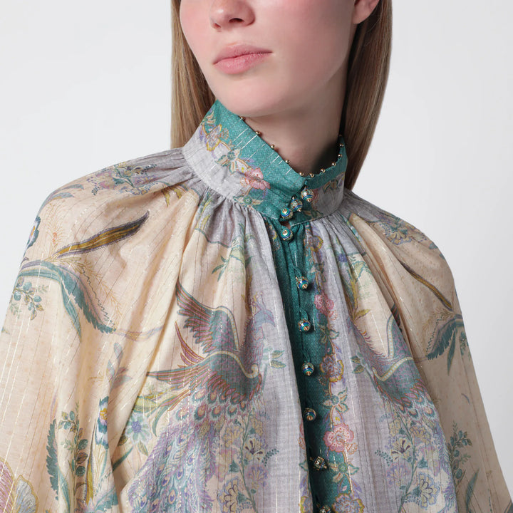 ZIMMERMANN - Cream cotton and silk Indra shirt Brand Apparel &amp; Accessories > Clothing > Shirts &amp; Tops