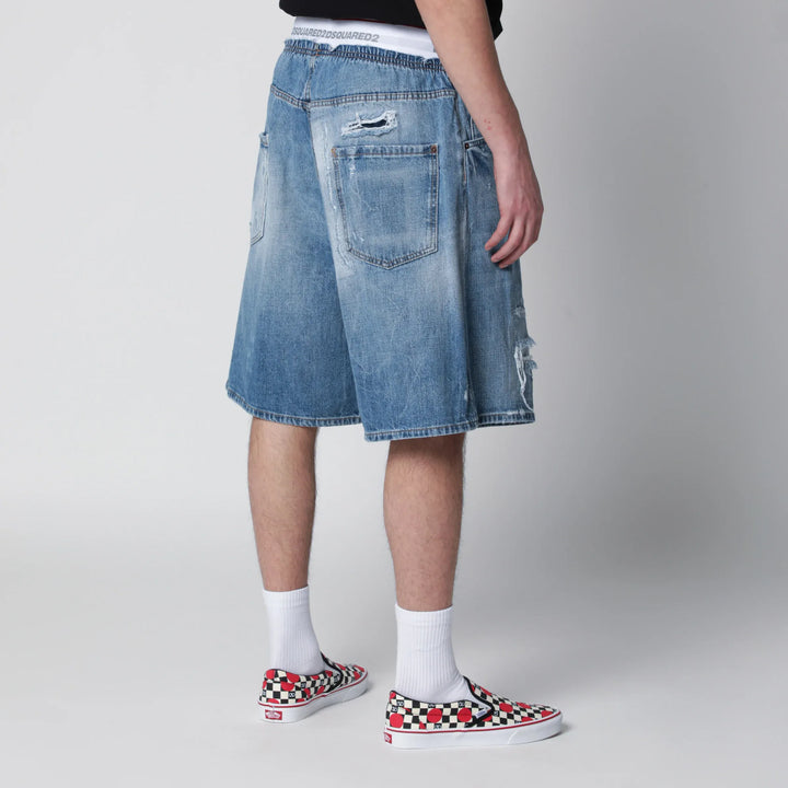 Dsquared2 - Surfer light-wash distressed denim shorts in blue Brand Apparel &amp; Accessories > Clothing > Shorts 46 IT