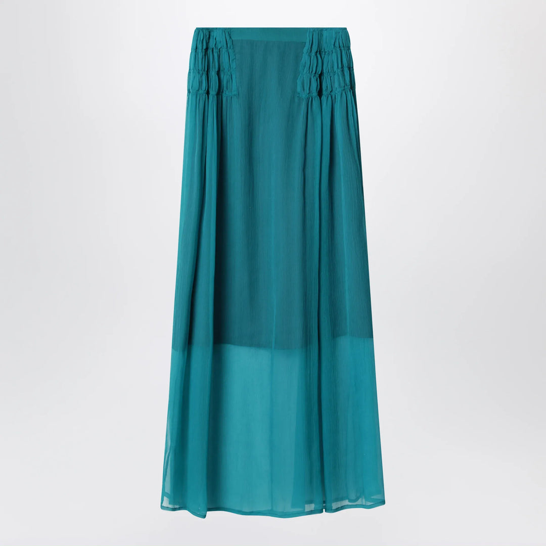 Dries Van Noten - Petrol green semi-sheer silk skirt Brand Apparel & Accessories > Clothing > Skirts 36  FR