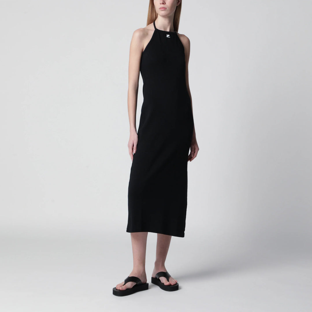 Courrèges - Long halterneck jersey dress in cotton, black Brand Apparel & Accessories S