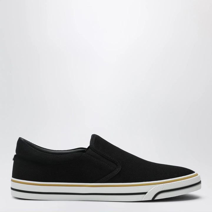 Dolce&amp;Gabbana - Black cotton slip-on shoes with striped details Brand Apparel &amp; Accessories 42 IT