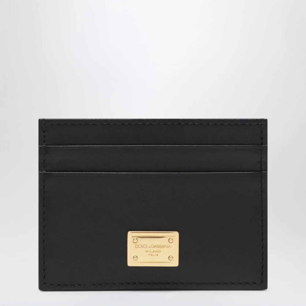 Dolce&Gabbana - Black leather card holder with logo tag Brand Apparel & Accessories TU