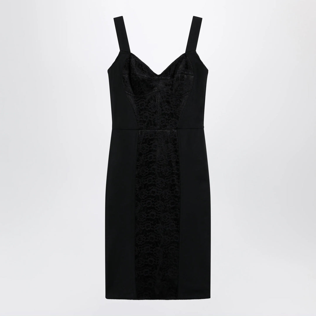 Dolce&amp;Gabbana - Black sheath dress with lace details Brand Apparel &amp; Accessories 42  IT