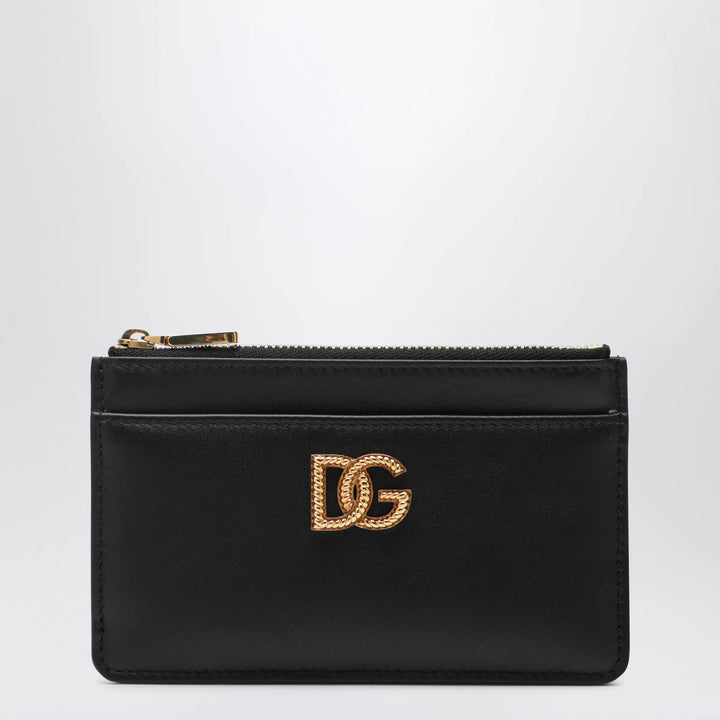 Dolce&amp;Gabbana - Calfskin leather card holder with DG logo in black Brand Apparel &amp; Accessories TU