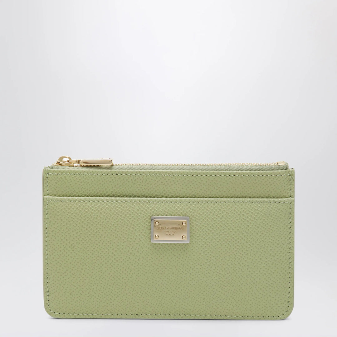 Dolce&amp;Gabbana - Dauphine calfskin zip card holder in sage Brand Apparel &amp; Accessories TU