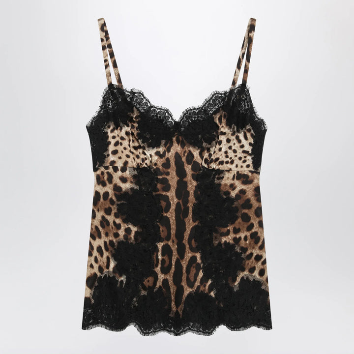 Dolce&amp;Gabbana - Leopard-print satin camisole with lace trim Brand Apparel &amp; Accessories 38  IT