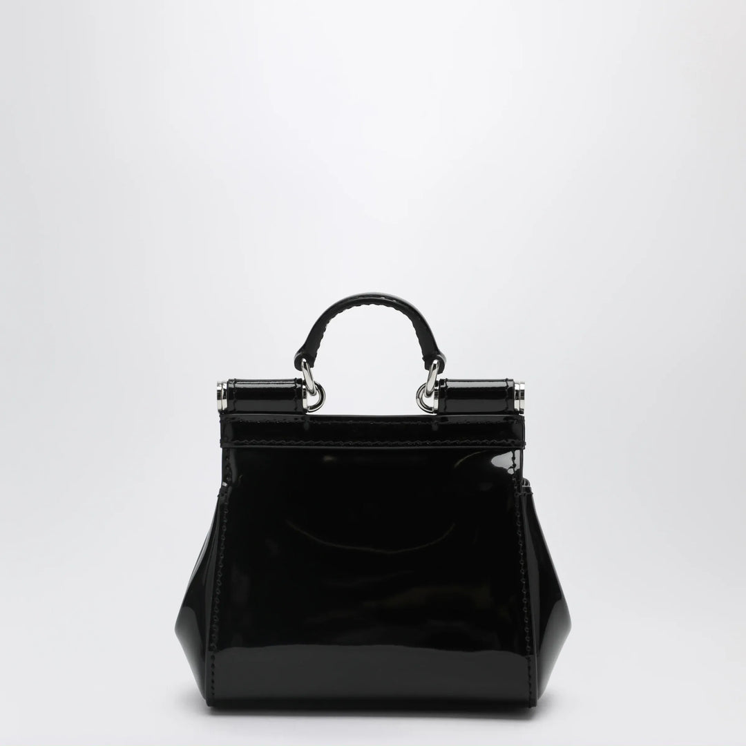 Dolce&amp;Gabbana - Mini patent calf leather bag with logo plaque, black Brand Apparel &amp; Accessories TU