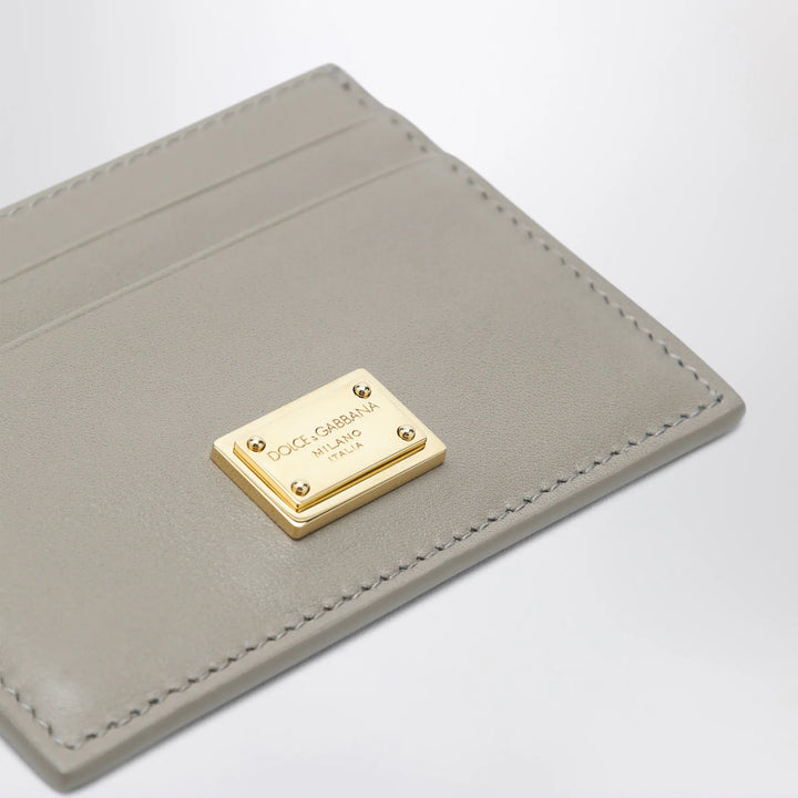 Dolce&amp;Gabbana - Taupe leather card holder with logo plaque Brand Apparel &amp; Accessories