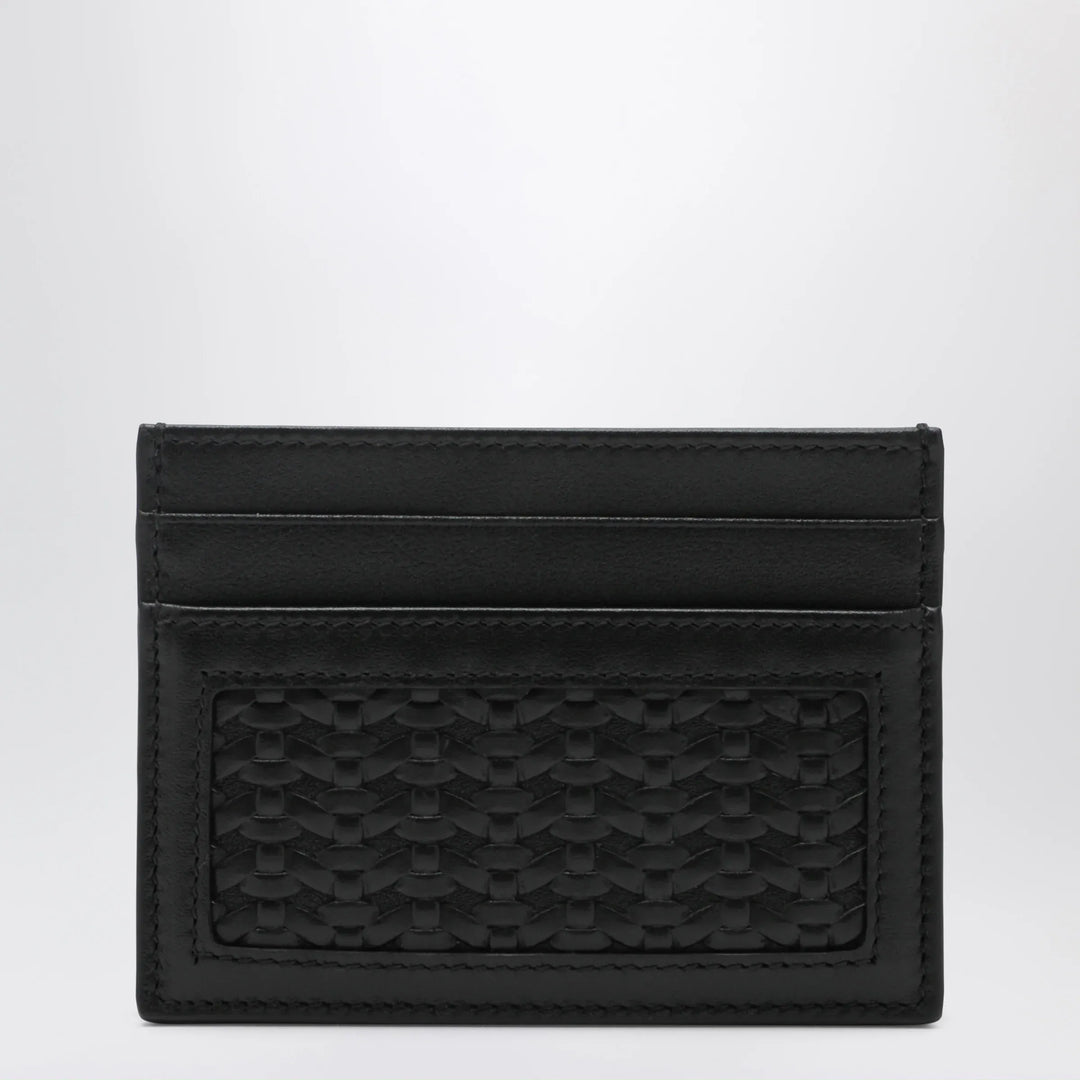 Dolce&amp;Gabbana - Woven plongé calfskin card holder in black Brand Apparel &amp; Accessories TU