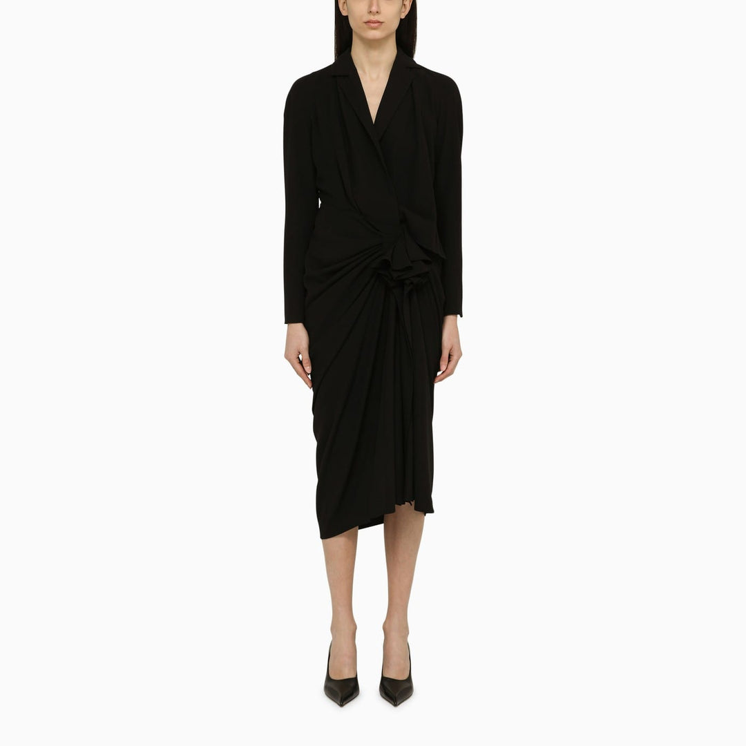 Apparel & Accessories 38  FR Dries Van Noten - Black wool-blend dress with drape Brand