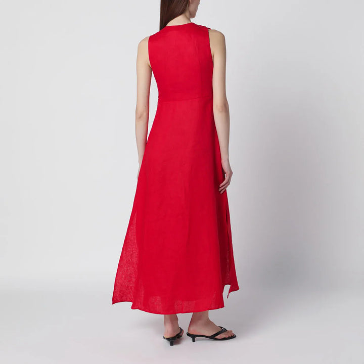 FARM Rio - Red linen dress with floral appliqués Brand Apparel &amp; Accessories