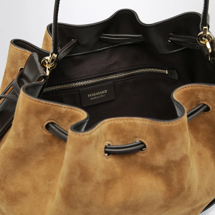 Ferragamo - Hug bucket bag with buckle in Natural Brand Apparel &amp; Accessories TU