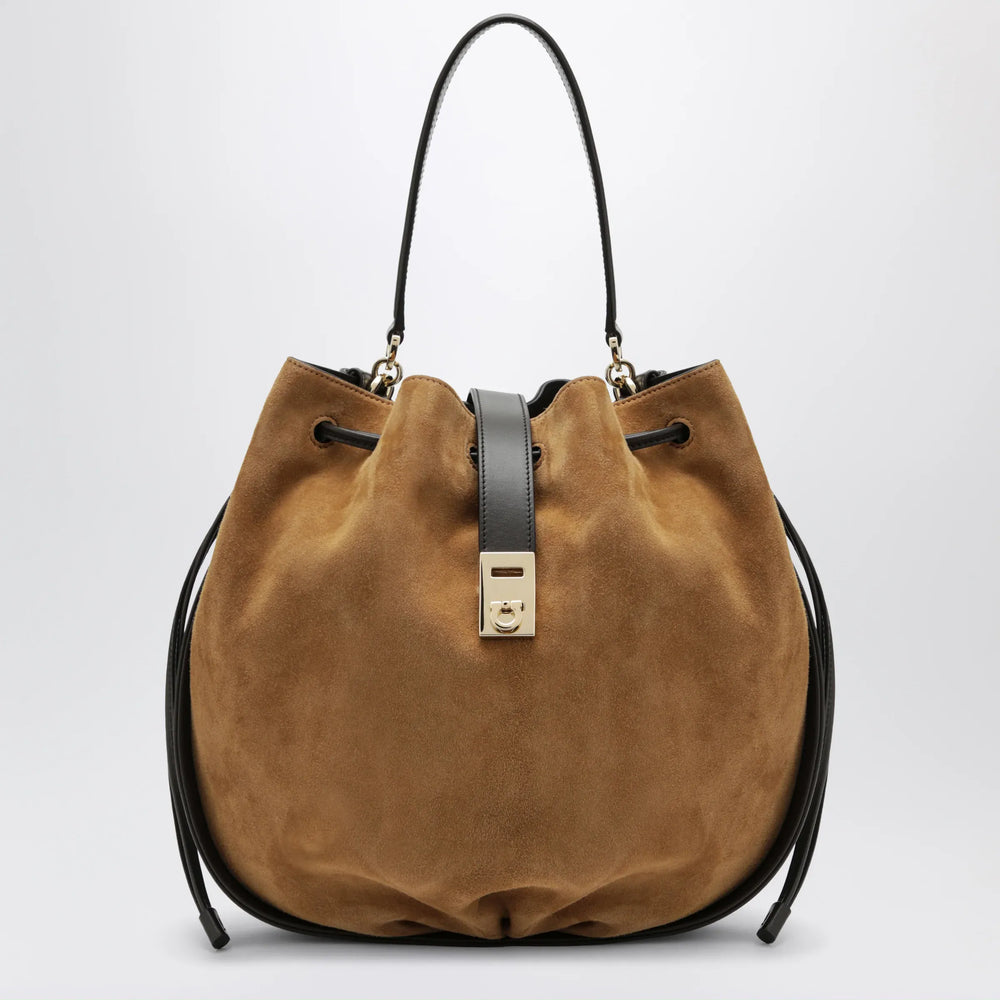 Ferragamo - Hug bucket bag with buckle in Natural Brand Apparel & Accessories TU