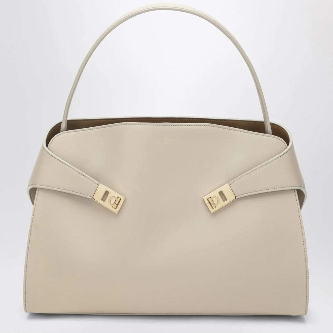 Ferragamo - Ivory and ochre leather Hug Soft L handbag Brand Apparel &amp; Accessories TU