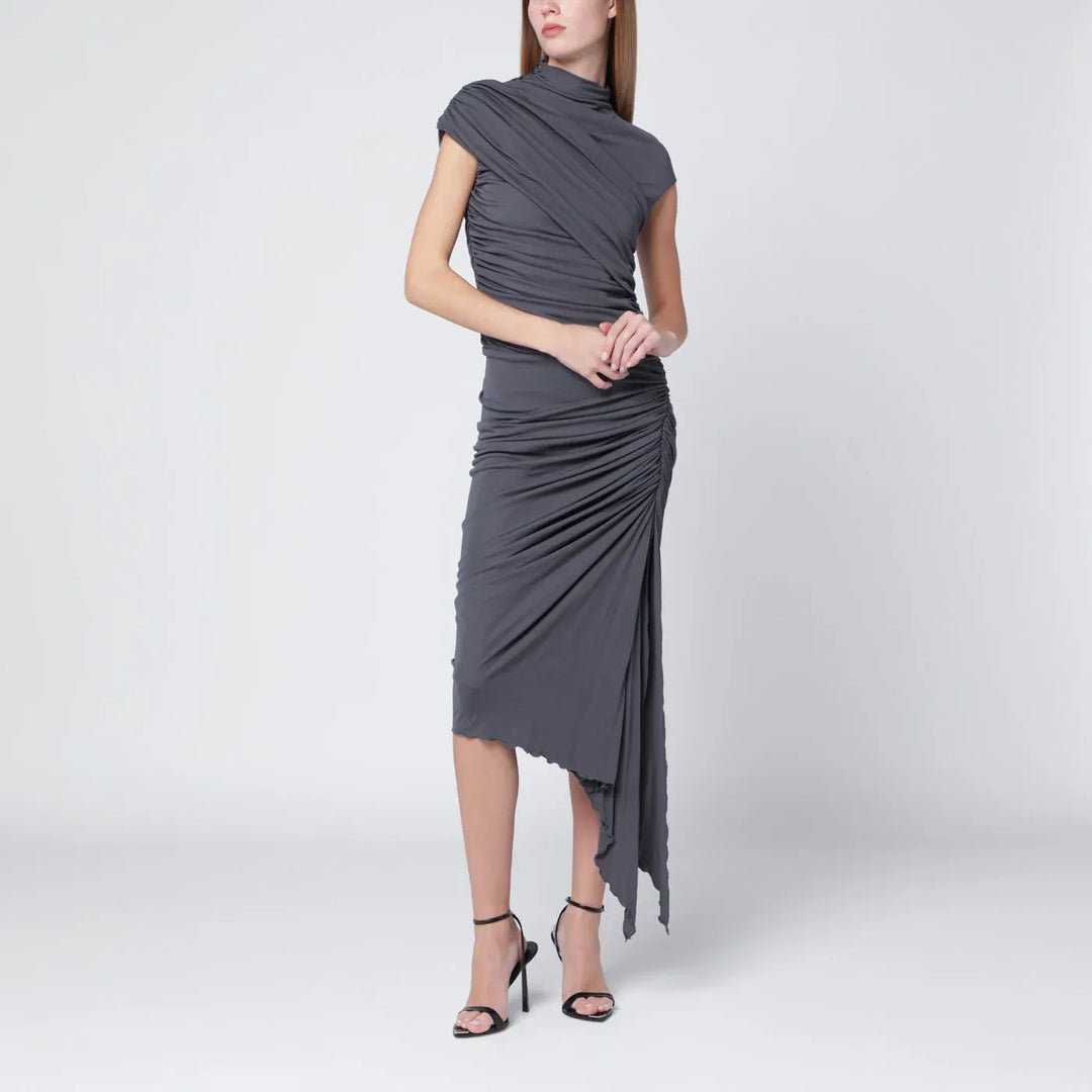 Francesco Murano - Grey draped stretch jersey dress Brand Apparel &amp; Accessories 40  IT