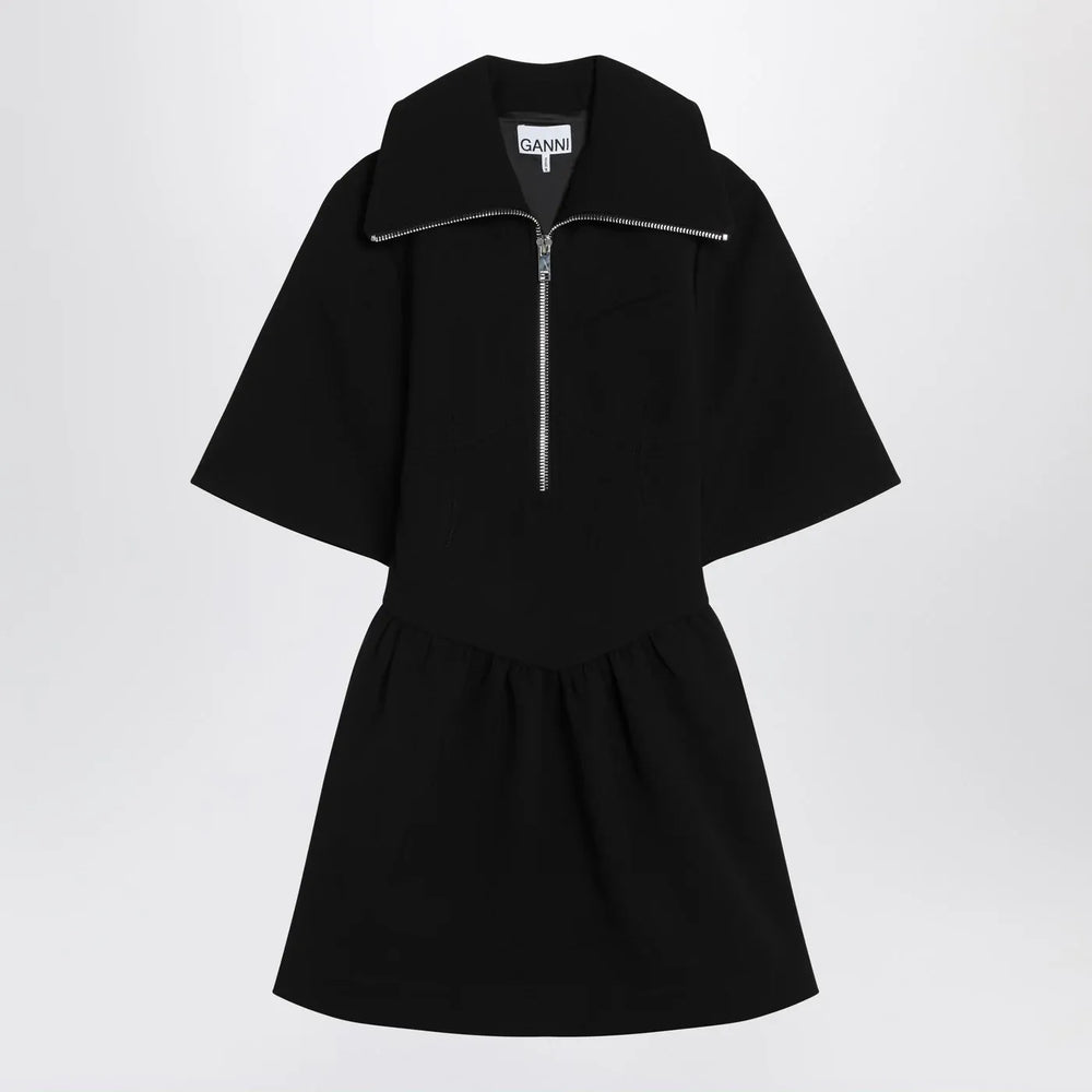 GANNI - Black mini dress in crêpe Brand Apparel & Accessories 34  FR