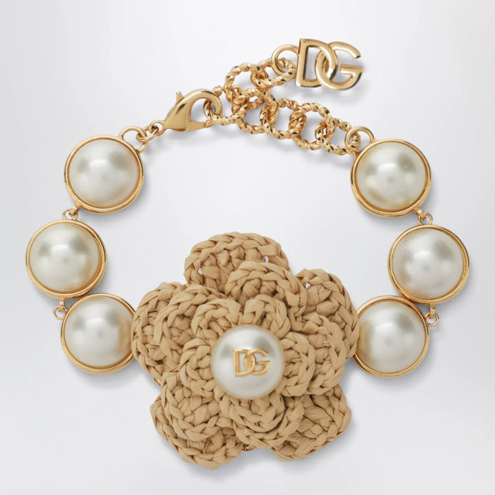 Dolce&amp;Gabbana - Fiore raffia flower bracelet in gold tone Brand Apparel &amp; Accessories > Jewelry TU