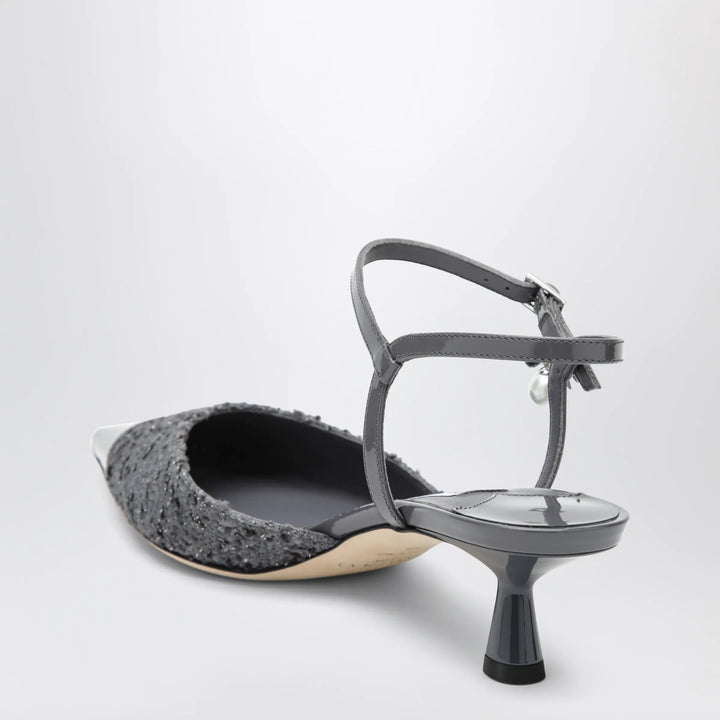 Jimmy Choo - Aren graphite leather and fabric slingbacks Brand Apparel &amp; Accessories