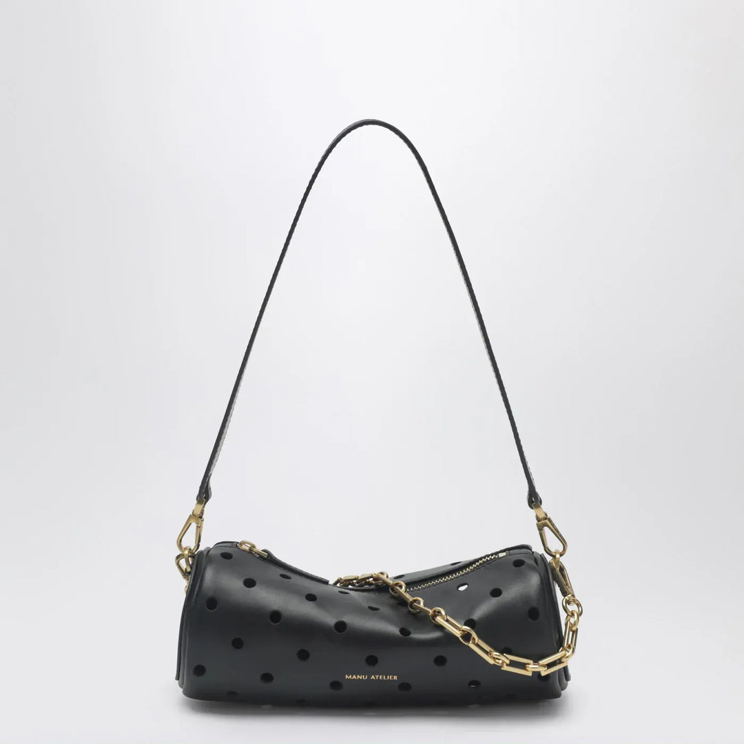 Manu Atelier - Mini Cylinder bag in perforated black leather Brand Apparel &amp; Accessories TU