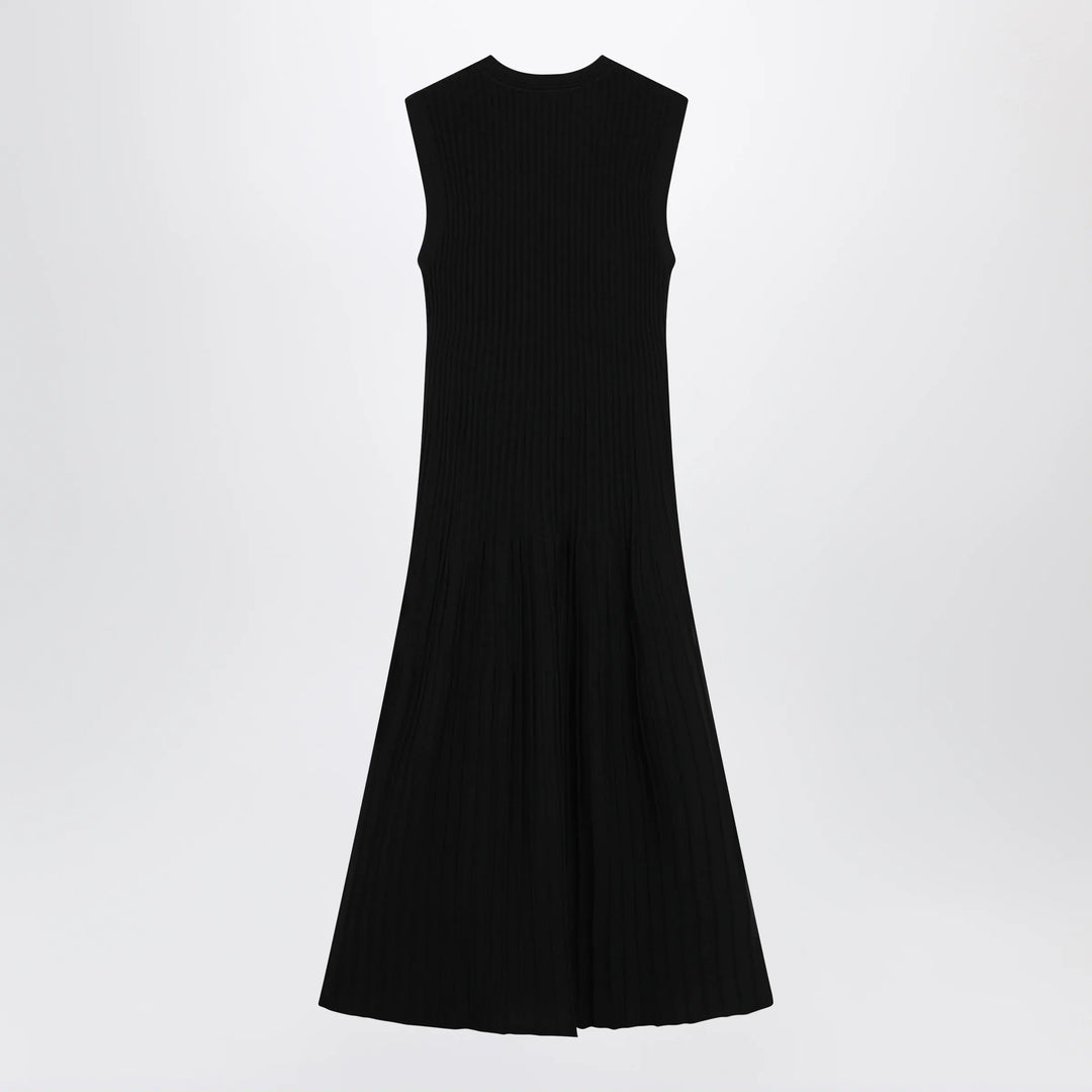 Max Mara - Midi fit-and-flare ribbed viscose crêpe dress in black Brand Apparel &amp; Accessories