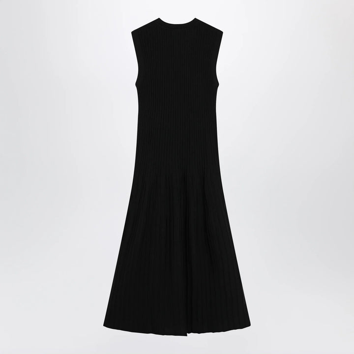 Max Mara - Midi fit-and-flare ribbed viscose crêpe dress in black Brand Apparel &amp; Accessories