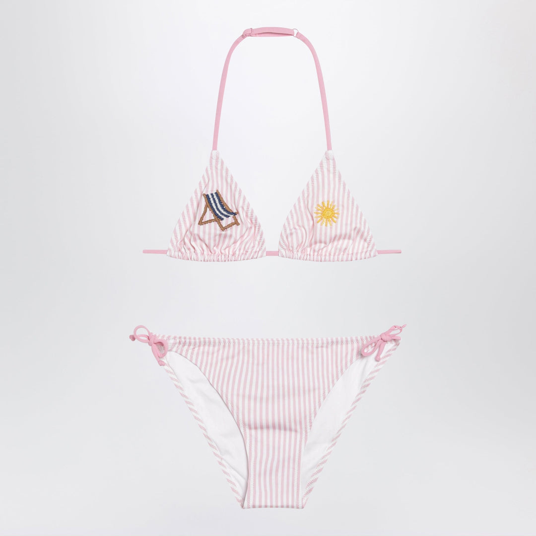 Apparel &amp; Accessories MC2 Saint Barth - Pink/white striped bikini with marine embroidery Brand