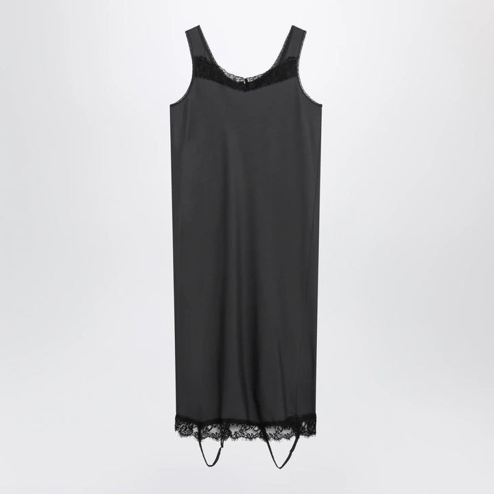 MM6 Maison Margiela - Grey midi slip dress with lace trims Brand Apparel &amp; Accessories 40  IT
