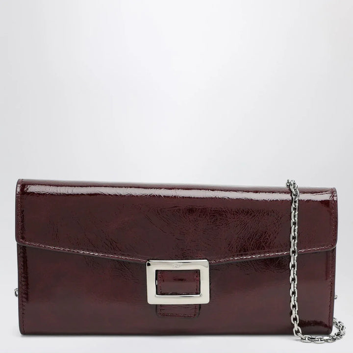 ROGER VIVIER - Belle Vivier dark violet patent leather wallet with chain Brand Apparel &amp; Accessories TU