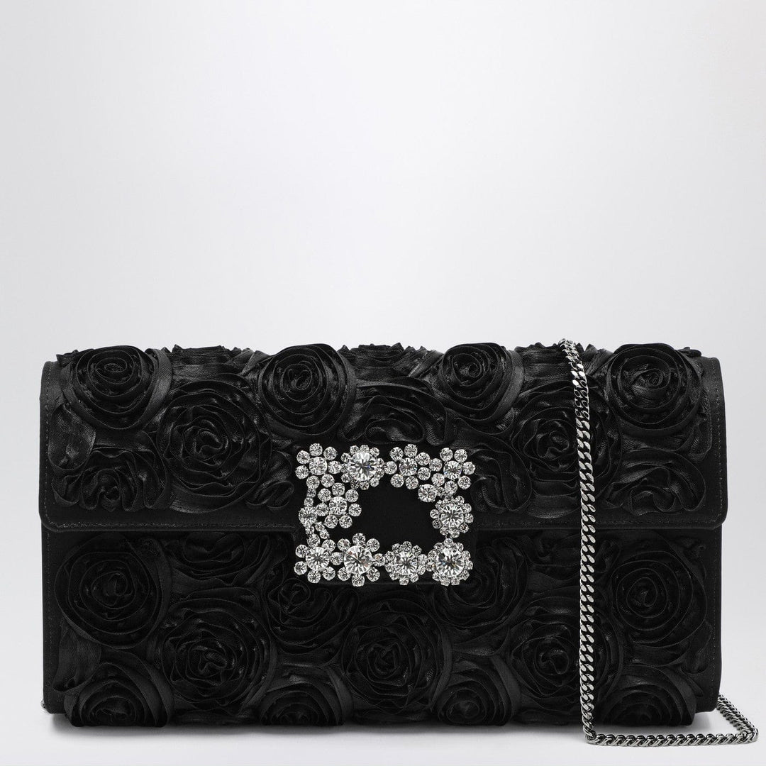Apparel & Accessories TU ROGER VIVIER - Black Flower clutch bag Efflorescence Brand