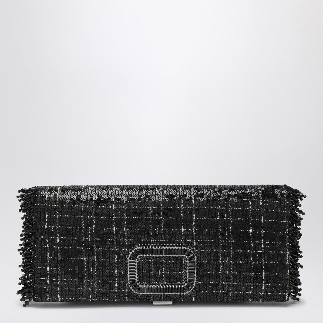 Apparel & Accessories TU ROGER VIVIER - Black Pilgrim clutch bag with micro sequins Brand