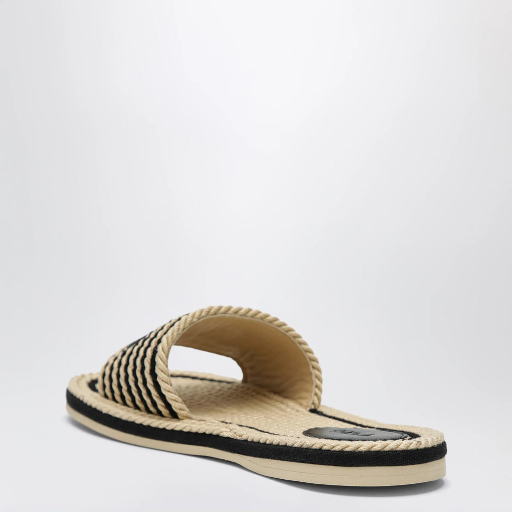 Chloé - Sand mules in hand-braided recycled rope, black Brand Apparel & Accessories > Shoes