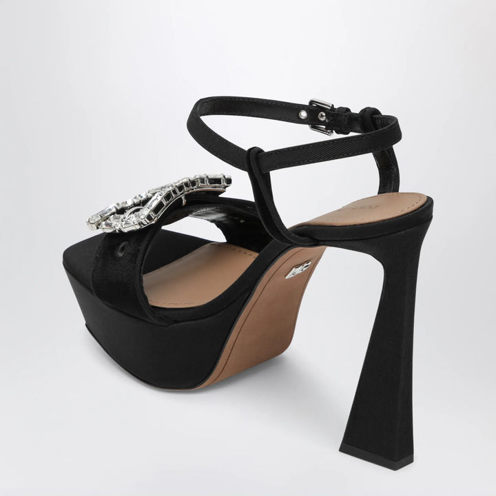 Dolce&amp;Gabbana - Black velvet platform sandal with jeweled buckle Brand Apparel &amp; Accessories > Shoes