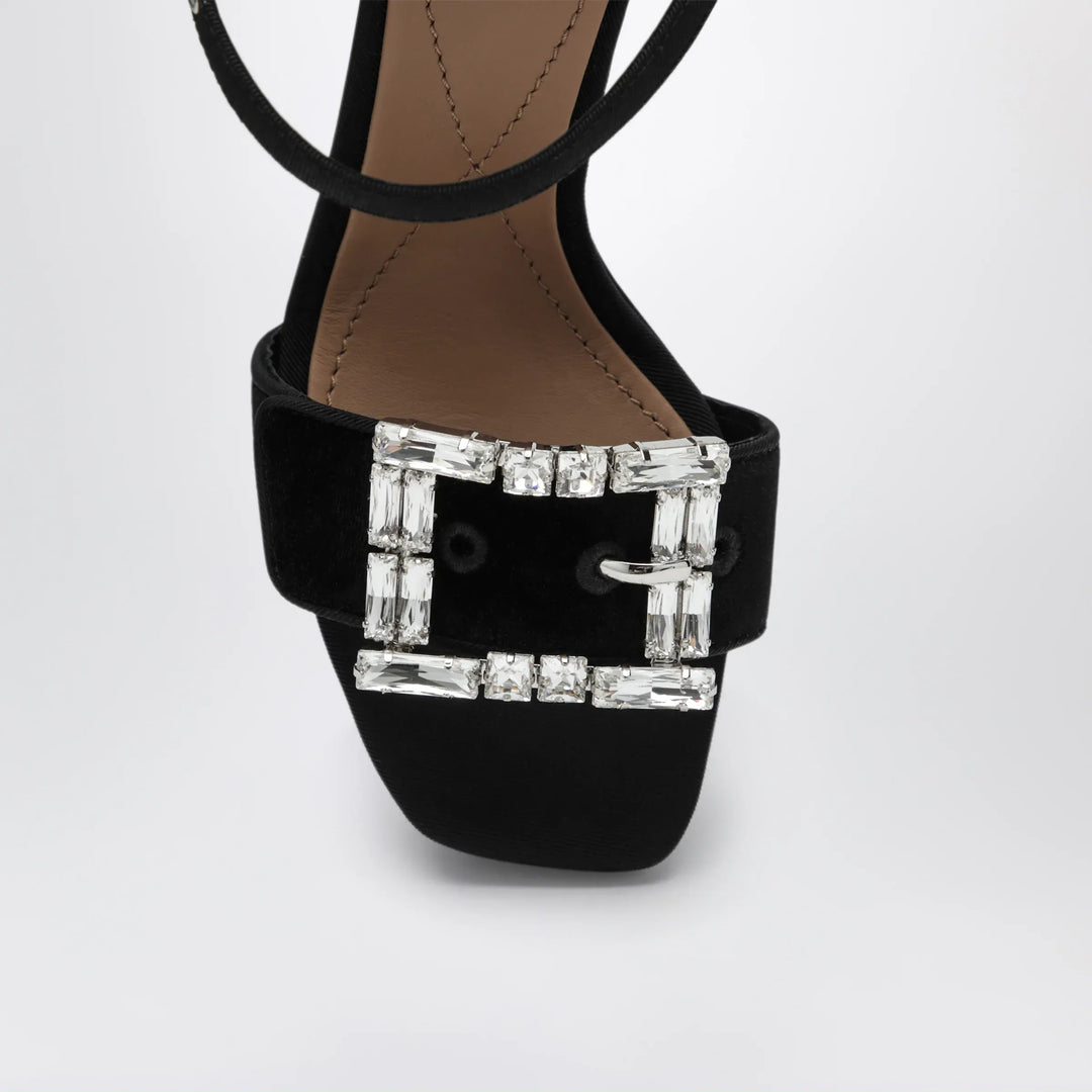Dolce&amp;Gabbana - Black velvet platform sandal with jeweled buckle Brand Apparel &amp; Accessories > Shoes