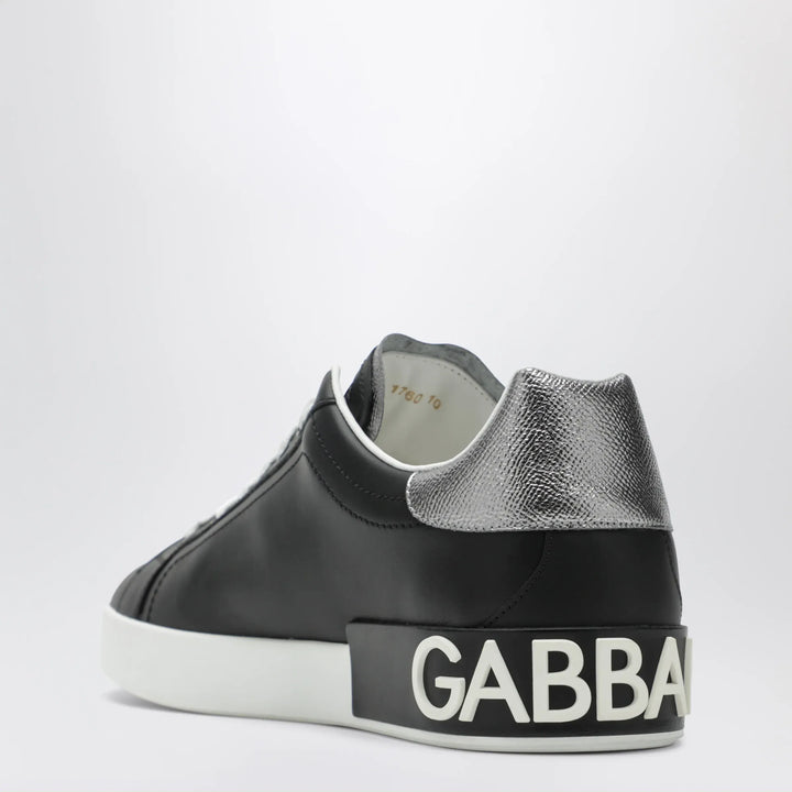 Dolce&amp;Gabbana - Portofino classic leather sneakers in black and silver Brand Apparel &amp; Accessories > Shoes 44 IT