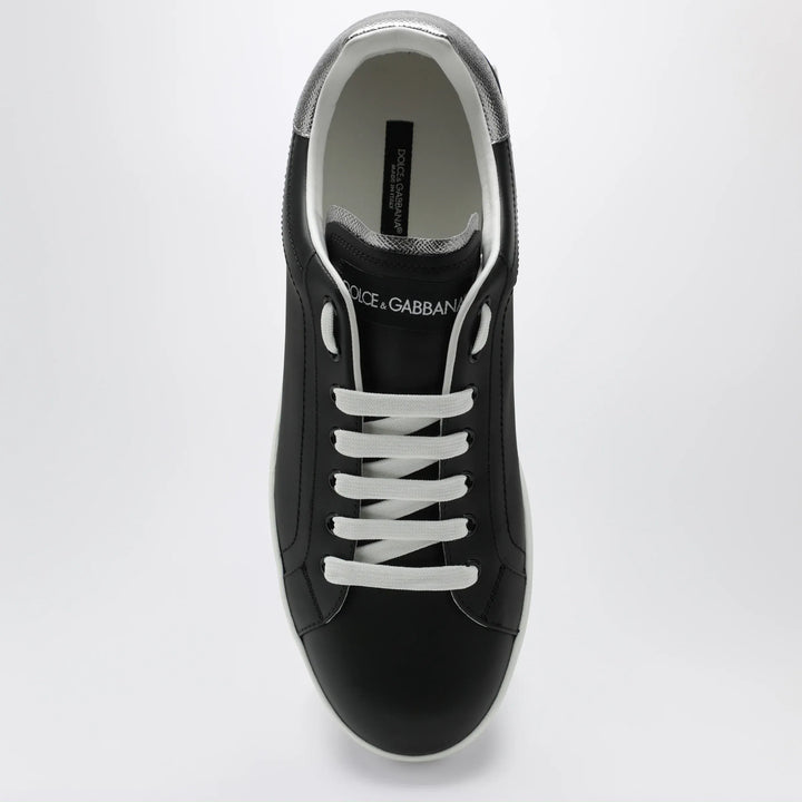 Dolce&amp;Gabbana - Portofino classic leather sneakers in black and silver Brand Apparel &amp; Accessories > Shoes 44 IT
