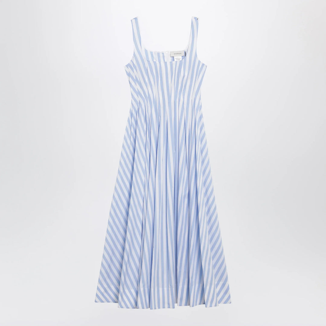 Sportmax - Long striped cotton poplin dress in light blue Brand Apparel & Accessories 40  IT
