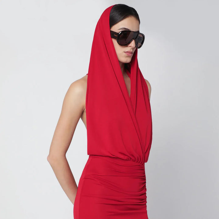 THE ANDAMANE - Red Annie hooded midi dress Brand Apparel &amp; Accessories