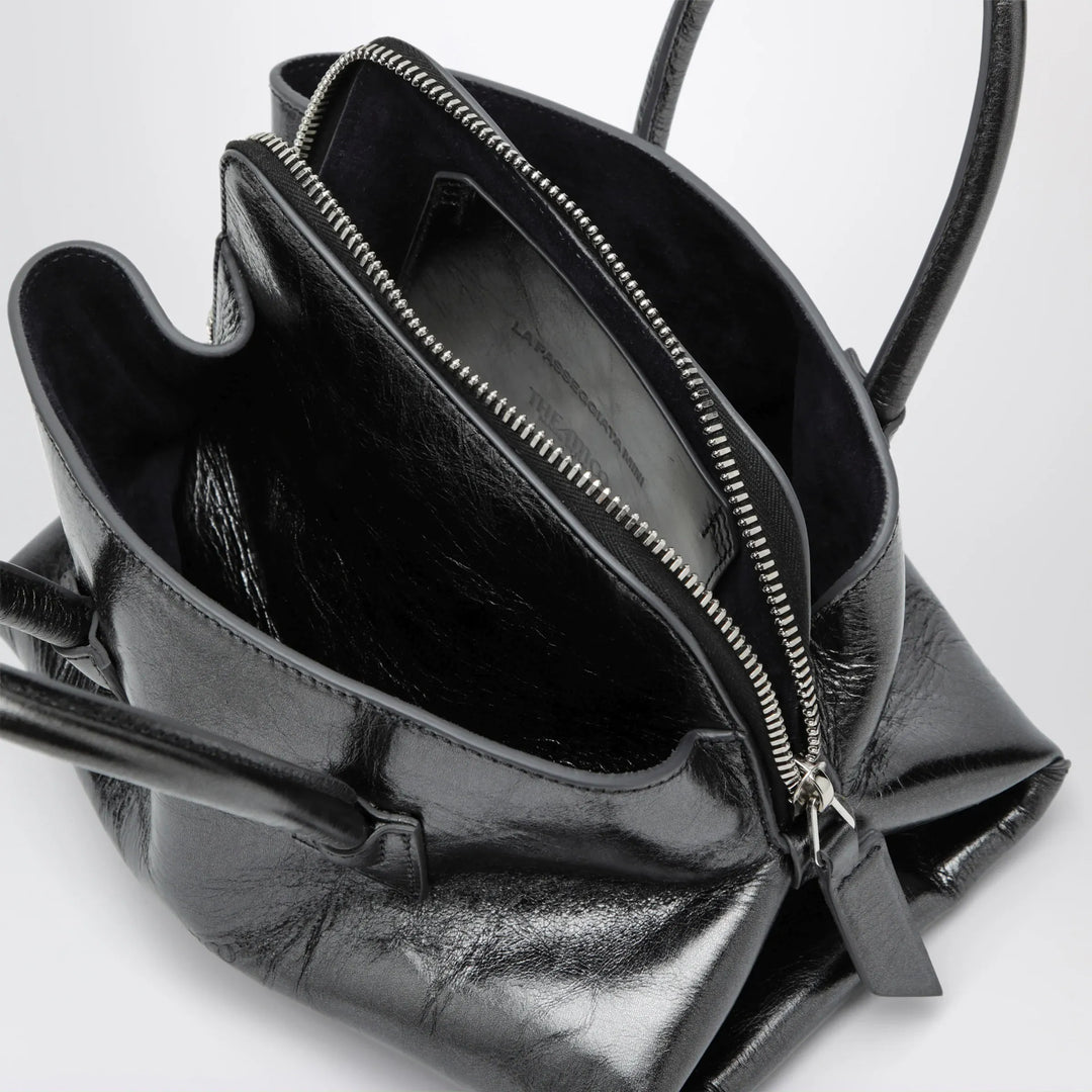 The Attico - La Passeggiata Mini dark grey cracked laminated leather bag Brand Apparel &amp; Accessories TU