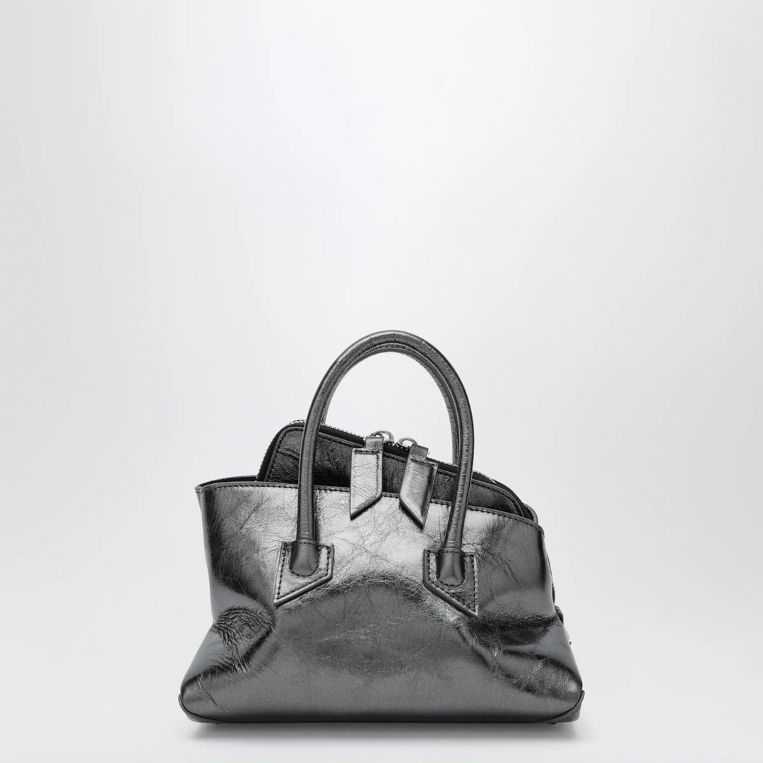 The Attico - La Passeggiata Mini dark grey cracked laminated leather bag Brand Apparel &amp; Accessories TU