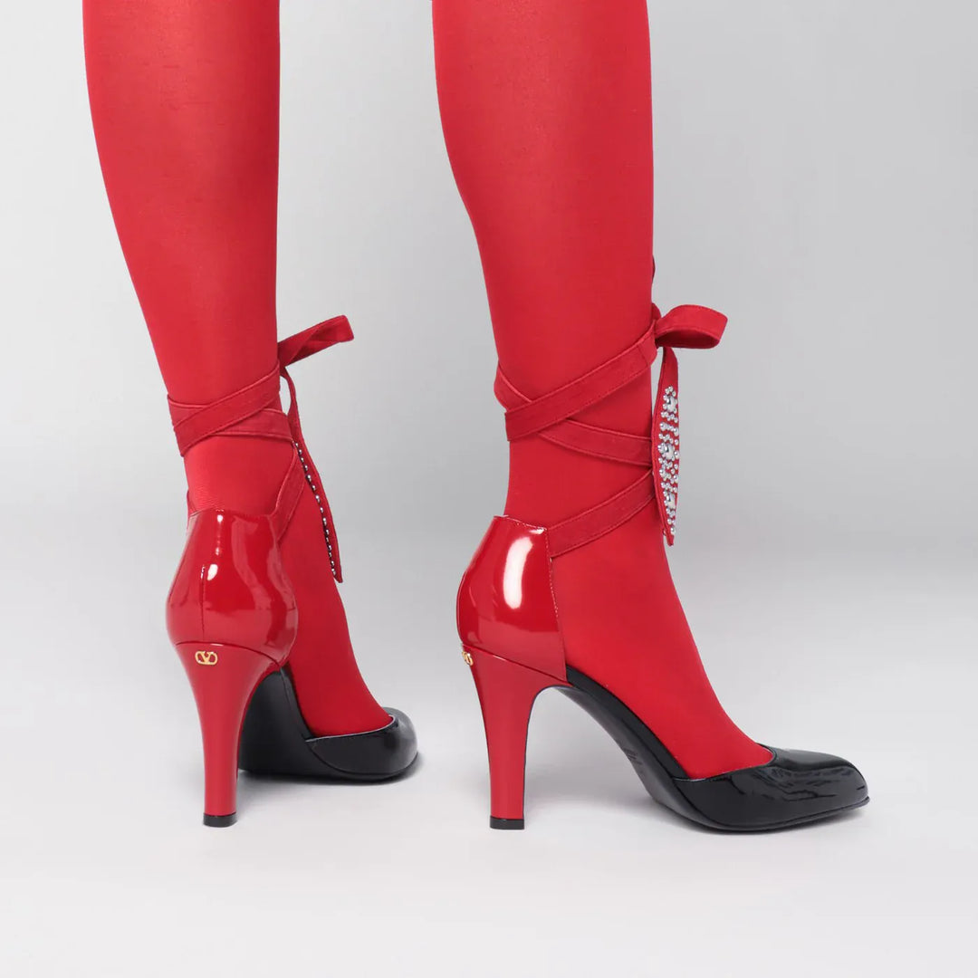 Valentino Garavani - Black and red Foliefoliage décolleté Brand Apparel &amp; Accessories