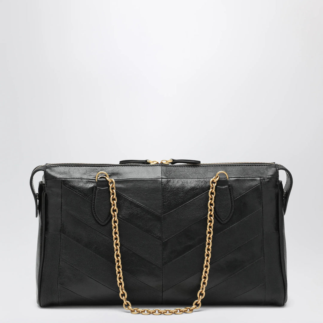 Valentino Garavani - Panthea Chevron Bag in Black Leather Brand Apparel &amp; Accessories U
