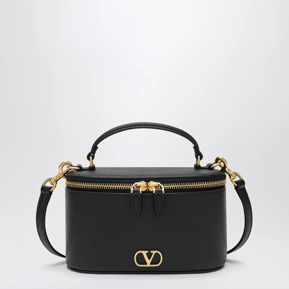Valentino Garavani - Vlogo Signature Mini Vanity Bag in black grained calfskin Brand Apparel & Accessories TU