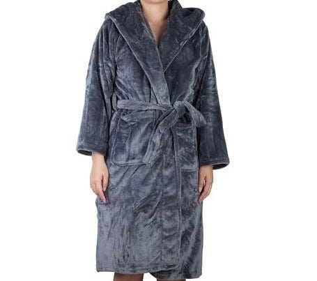 Brogo Bathrobe Brogo Microfiber Supersoft Hooded Bathrobe Grey S/M Brand